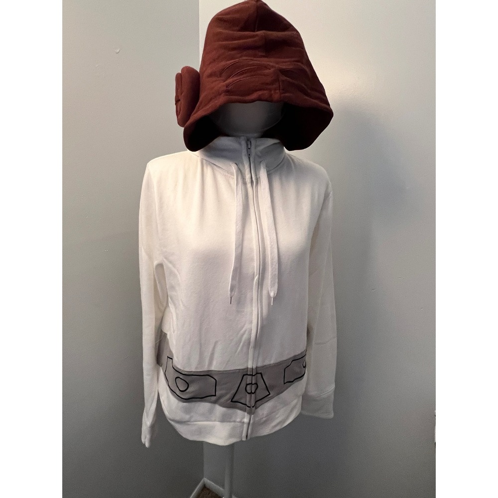 Star Wars Her Universe Princess Leia Cosplay Hoodie White Brown Buns Zip Up